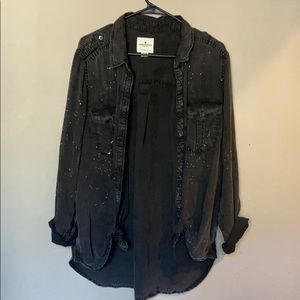distressed button down